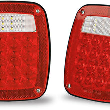 Wellmax 12V 2PC Universal LED Trailer Tail Lights, Brake, Stop, Backup, Reverse, Turn Signal with 38 Red, White LEDs