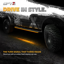OPT7 2pc 60" Side Kick Running Board LED Strips w/Amber Turn Signal, DRL, and White Courtesy Lights