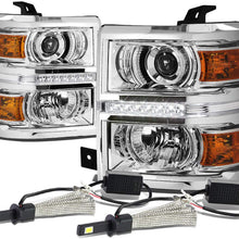 For Chevy Silverado GMT K2XX Chrome Housing Projector LED Headlight W/Amber Signal + H1 LED Conversion Kit