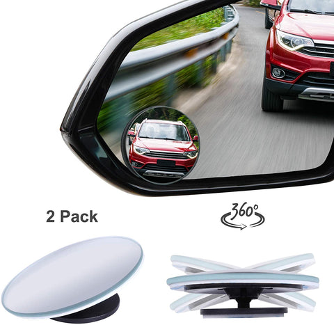 CARTMAN Automotive 2 Piece Round Mirror Blind Spot Mirror Kit 360 Degree Adjustable Safety Stick on (1 Pair)