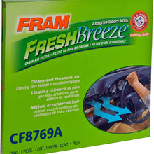 FRAM Fresh Breeze Cabin Air Filter Replacement for Car Passenger Compartment w/Arm and Hammer Baking Soda, Easy Install, CF8644A for Select Volkswagen and Audi Vehicles , white