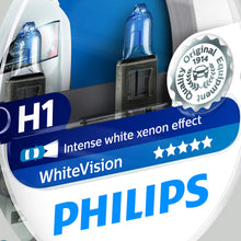 Philips WhiteVision 4300K Halogen Bulbs Xenon Effect (H1 Twin Pack)