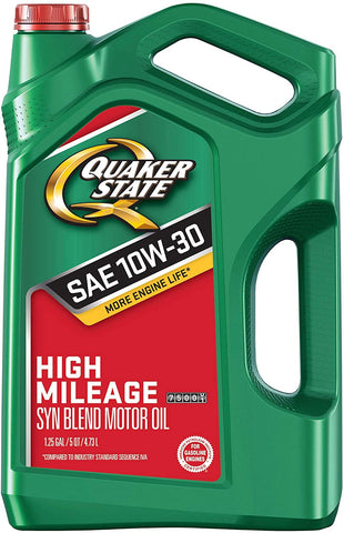 Quaker State 550044937-3PK High Mileage 10W-30 Motor Oil (GF-5), 5 quart, 3 Pack