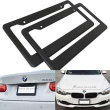 Mega Racer (Pack of 2) JDM Style Matte Black License Plate Frame Front and Rear Cover Holder Tag US Auto Car Sedan Truck SUV RV Van