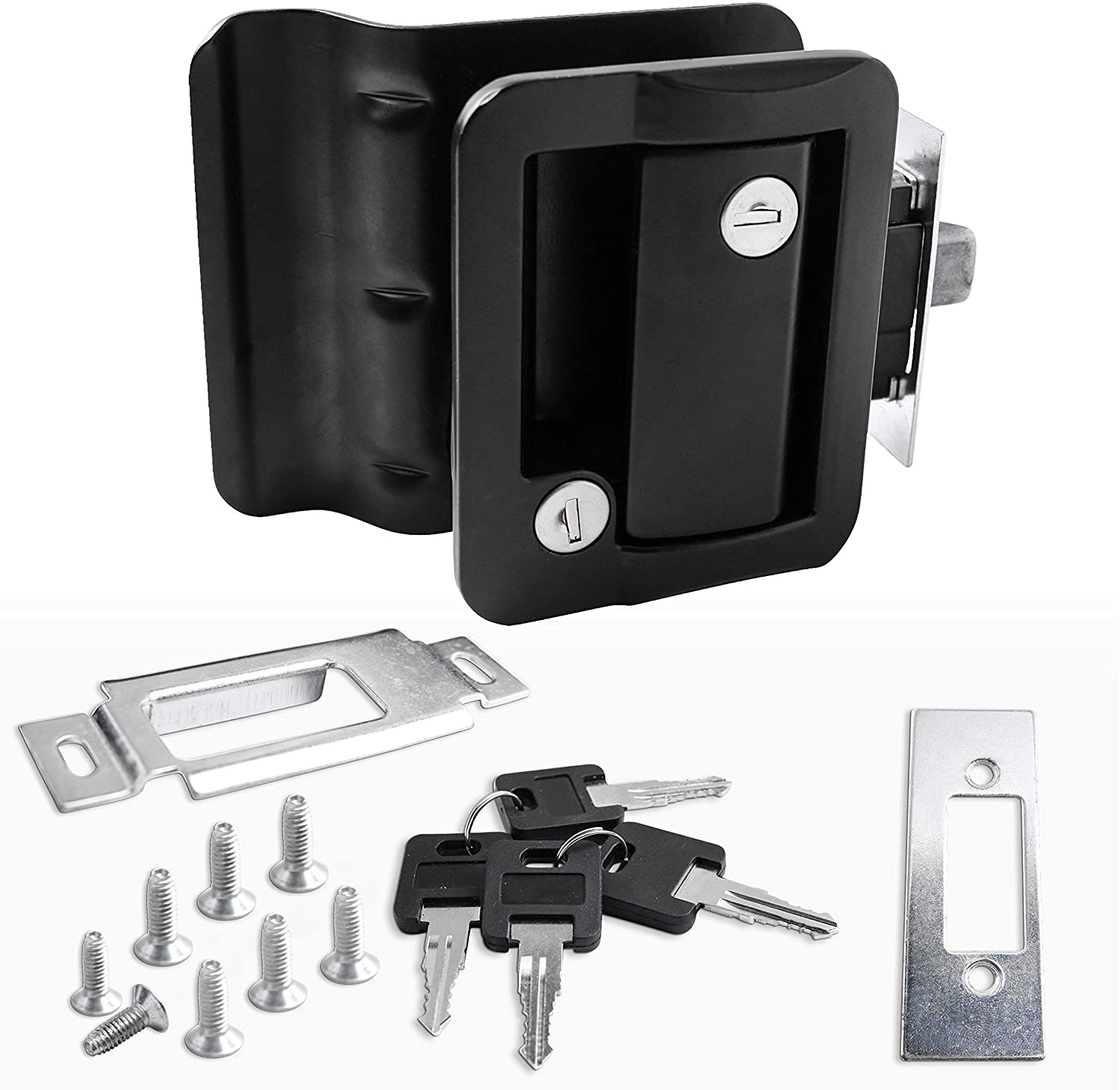 RV Travel Trailer Entry Door Lock Polar Black Paddle Deadbolt