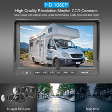 Backup Camera System with 9" Monitor Built-in DVR Recorder for RV Semi Box Truck Trailer Motorhome,Quad Split Screen 4 Channel 1080P HD Waterproof Rear & Side View Rearview Camera Kit