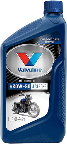 Valvoline 4-Stroke Motorcycle SAE 20W-50 Conventional Motor Oil 1 QT, Case of 6