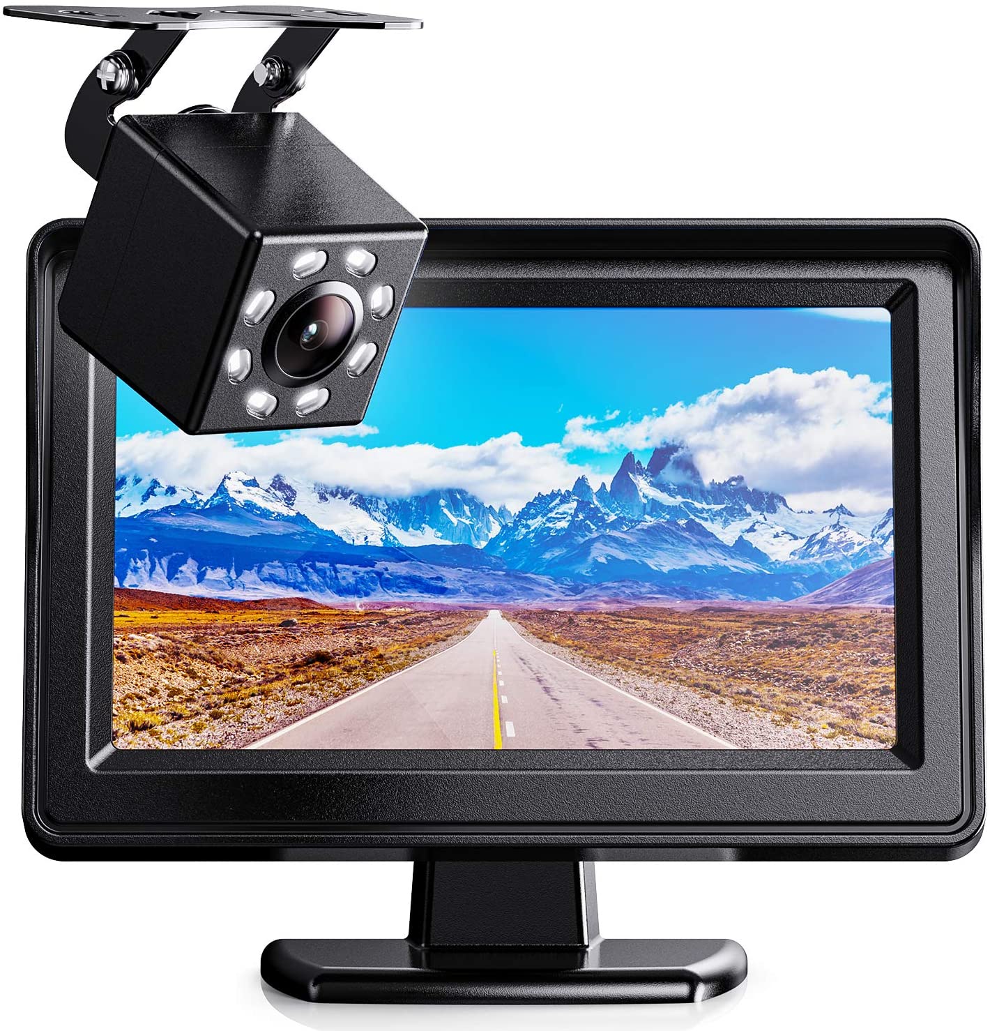 Vehicle Backup Cameras Kits with Monitor Front Rearview Reversing Camera for Small Cars Asistance When Parking + 4.3