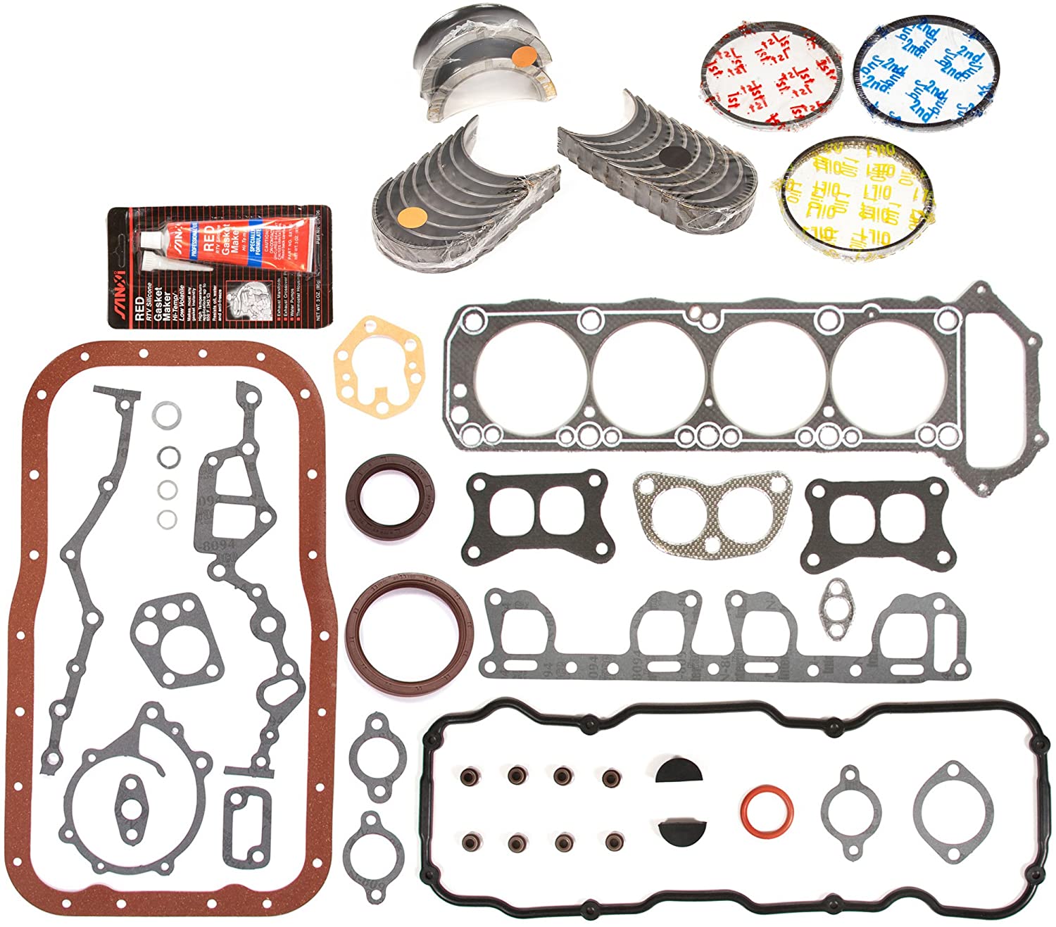 Evergreen Engine Rering Kit FSBRR3001EVE��� Compatible With 83-88 Nissan Pickup 720 D21 Pathfinder Z24 Full Gasket Set, Standard Size Main Rod Bearings, Standard Size Piston Rings (Pistons Standard Main Standard | Rod Standard)