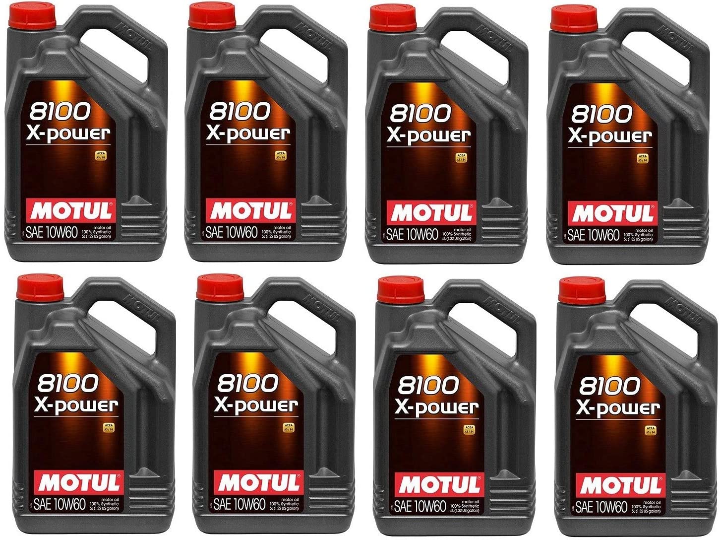 Motul 106144 Set of 8 8100 X-Power 10W-60 Motor Oil 5-Liter Bottles