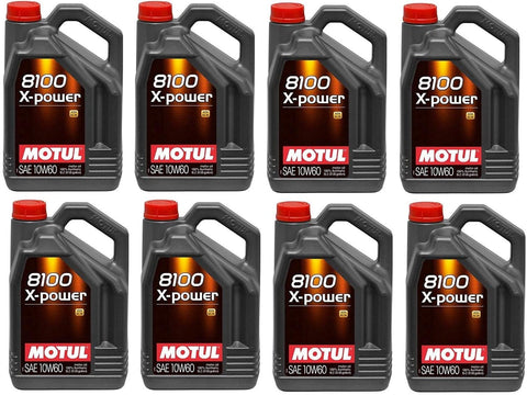 Motul 106144 Set of 8 8100 X-Power 10W-60 Motor Oil 5-Liter Bottles