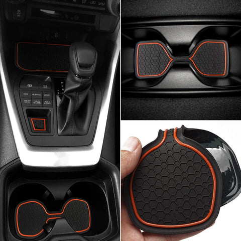 Auovo Anti Dust Mats for Toyota RAV4 2019 2020 Custom Fit Door Compartment Cup Holder Console Liners Interior Accessories(13pcs/Set) (Orange)