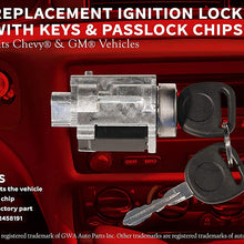 Ignition Lock Cylinder with Keys and Passlock Chip - Starter Switch - Replaces D1493F, 12458191, 25832354, 15822350, US286l, 924-719 - Fits Chevy Malibu, Impala, Monte Carlo, Pontiac Grand Am, Alero