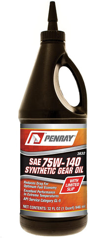 Penray 3632 75W-140 Synthetic Gear Oil with Limited Slip - 32-Ounce Bottle