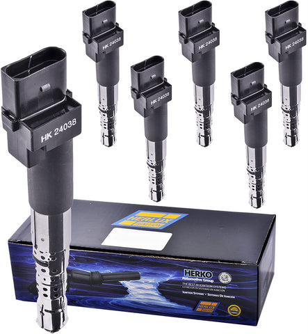 Set of 6 Herko B164 Ignition Coils For Volkswagen V6 2.8L 2002-2005