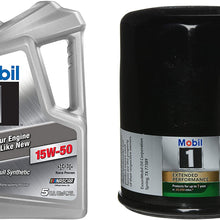 Mobil 1 Advanced Full Synthetic Motor Oil 15W-50, 5-Quart bundle with Mobil 1 M1-110A Extended Performance Oil Filter, 1-Count