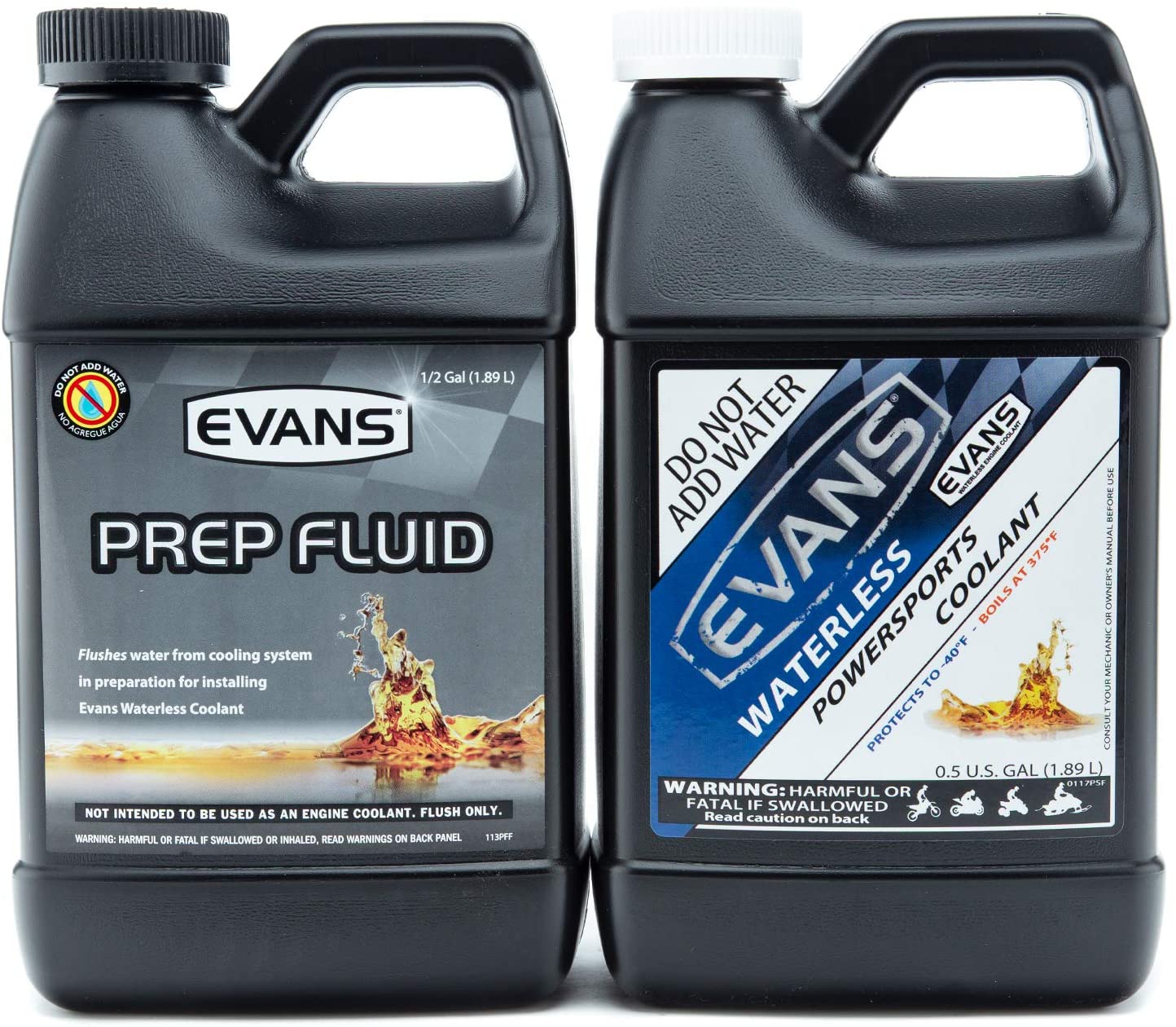 EVANS Coolant EC72064-EC42064 Powersports Waterless Coolant 1/2 Gallon and Prep Fluid 1/2 Gallon, Combo Pack