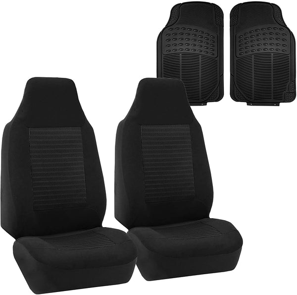 FH Group FH-FB101115 Beige/Tan Supreme Twill Fabric High Back Car Seat Cover (Full Set Airbag Ready and Split Rear Bench)- Fit Most Car, Truck, SUV, or Van