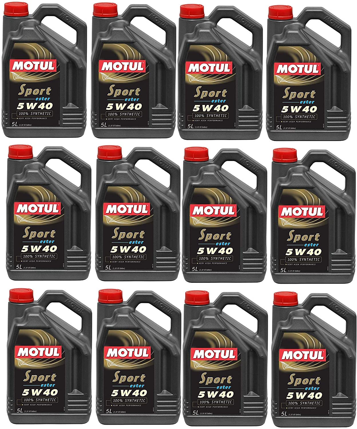 Motul 105700 Set of 12 Sport 5W-40 Motor Oil 5-Liter Bottles