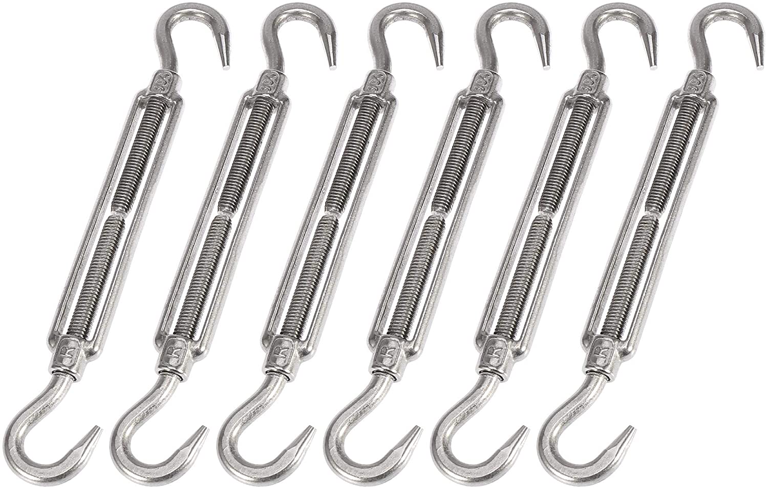 X AUTOHAUX 6pcs Car 304 Stainless Steel Hook and Hook Turnbuckle Wire Rope Tension Replacement