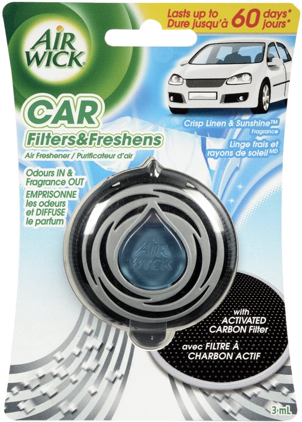 Air Wick Slow Release Car Air Freshener with Carbon Air Filter, Caribbean Lagoon and Hibiscus Flower, 1 Count