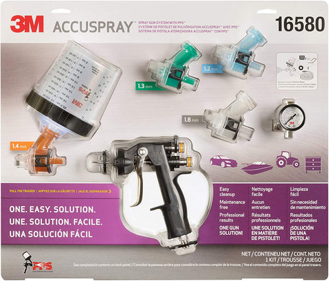 3M Accuspray Spray System with Original PPS, 16580, Standard, 22 Ounces, Use for Cars, Furniture, Cabinets Gun, 1 Paint Cup, 1 Collar, 5 Disposable Lids and Liners, 4 Nozzles