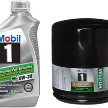 Mobil 1 Advanced Fuel Economy Full Synthetic Motor Oil 0W-30, 1-Quart, Single Bundle M1-113A Extended Performance Oil Filter