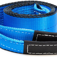 Driver Recovery 3" x 8' Tow Strap - Recovery Winch Tree Saver - Extreme Heavy Duty Nylon 30,000 Pound (15 Ton) Pulling Capacity - Blue