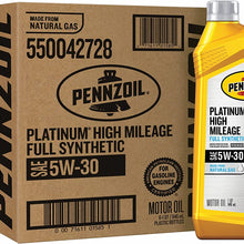 Pennzoil Platinum High Mileage Full Synthetic 5W-30 Motor Oil for Vehicles Over 75K Miles (5-Quart, Single-Pack)