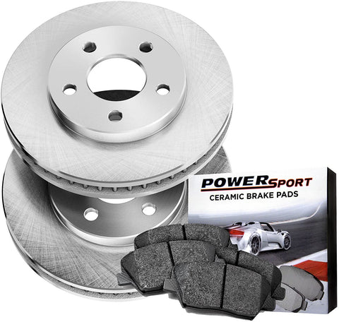 Power Sport Plain Replacement Brake Rotors and Ceramic Brake Pads Kit -80945 [REARS]