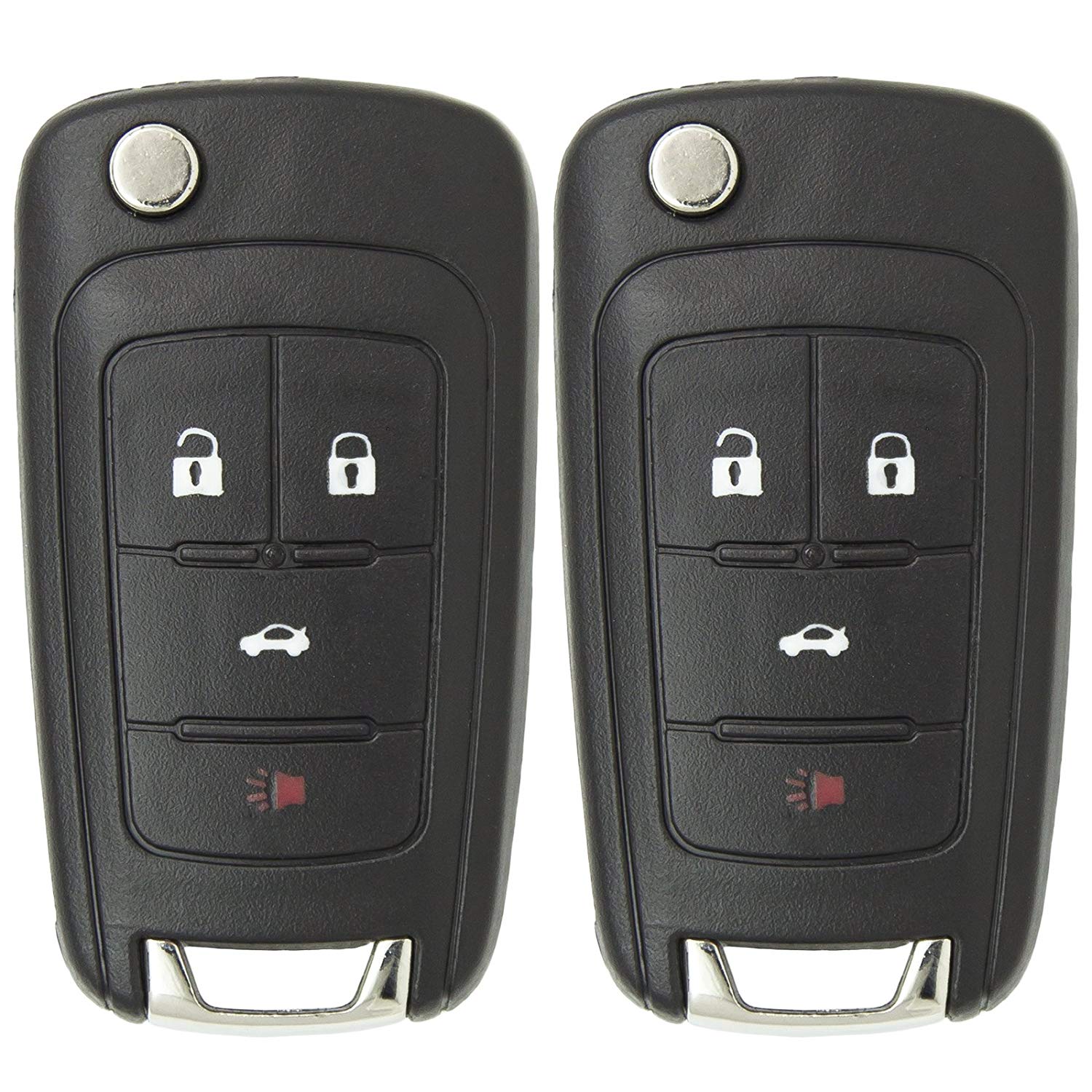 Keyless2Go New Keyless Remote 4 Button Flip Car Key Fob for Camaro Equinox Verano Sonic and Other Vehicles That Use FCC OHT01060512 (2 Pack)