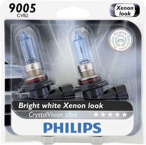 Philips 9005 CrystalVision Ultra Upgrade HeadLight Bulb, 2-Pack (9005CVB2)