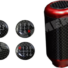 ICBEAMER Drifting Racing Style Red Heavy Aluminum with Real Carbon Fiber Manual Gear Stick Shift Knob 5 6 Speeds Pattern