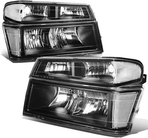 4Pcs Black Housing Clear Corner Headlight Bumper Lamps Replacement for Chevy Colorado GMC Canyon Isuzu i-Series 04-12
