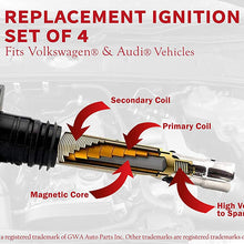 Ignition Coil Pack - Set of 4 - Replaces 06A905155D, 06B 905 115R - Compatible with Audi & Volkswagen Vehicles - A4, A4 Quattro, A6 2.7T, Allroad 2.7T, TT Quattro, 1.8T MK4 Jetta, Golf, GTI, Passat