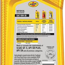 Pennzoil (550035052-6PK) SAE 10W-30 Motor Oil API GF-5- 1 Quart, (Pack of 6)