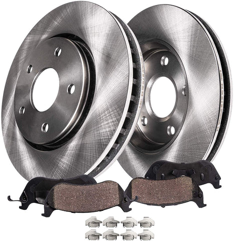 Detroit Axle - 280mm Front Disc Brake Rotors & Ceramic Pads w/Hardware Replacement for 2001-2007 Dodge Caravan/ 2001-2005 Grand Caravan/ 2003-2007 Town & Country - Models w/Rear Drum Brakes