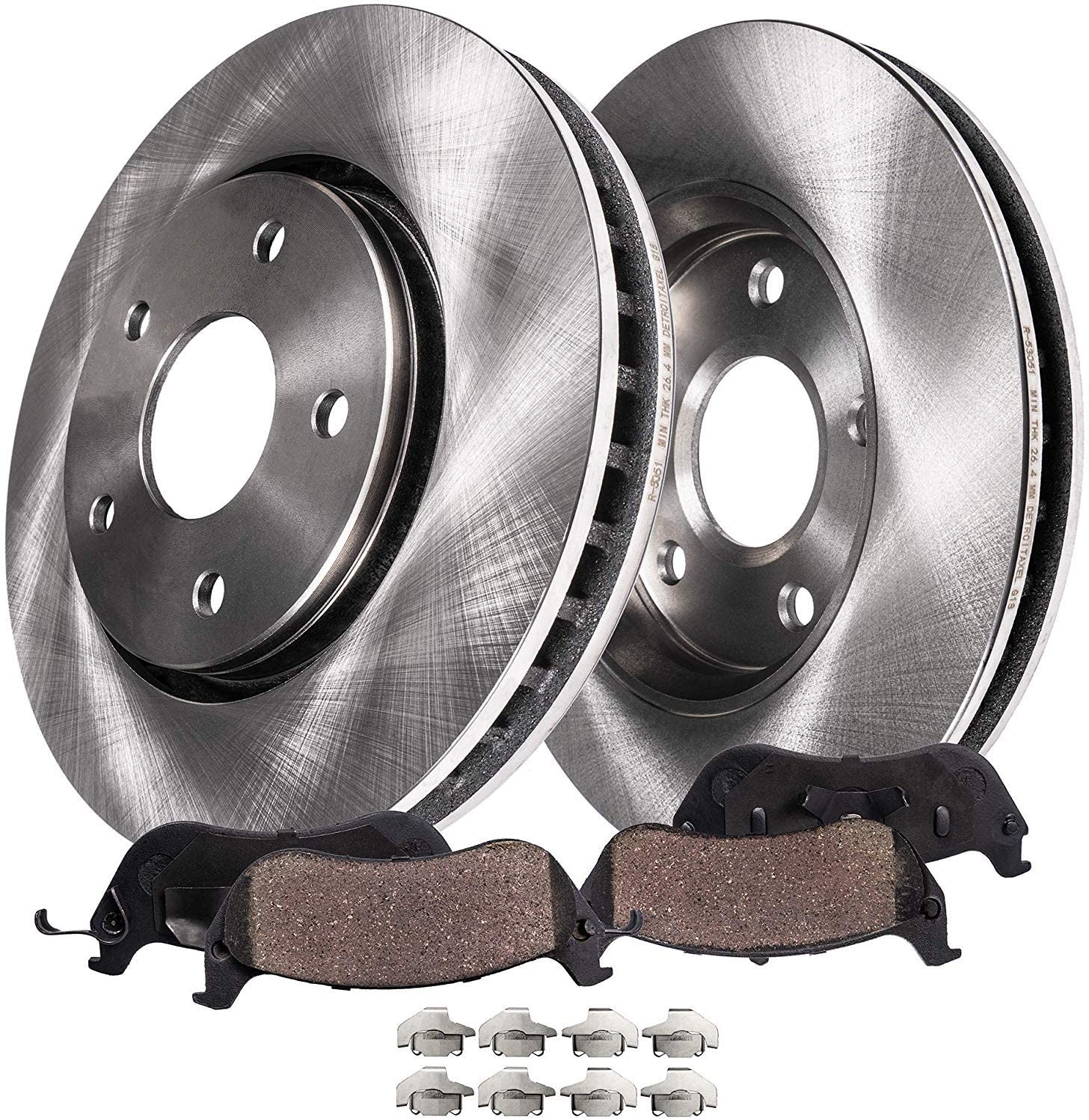 Detroit Axle - Rear Disc Replacement Brake Kit Rotors Ceramic Pads w/Hardware for 2000 2001 2002 2003 Ford F-150 5 Lug Rear Disc