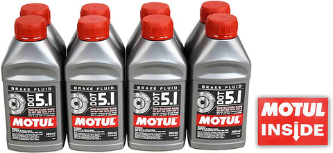 Motul 100951 Set of 8 DOT 5.1 Brake Fluid 500-Milliliter Bottles