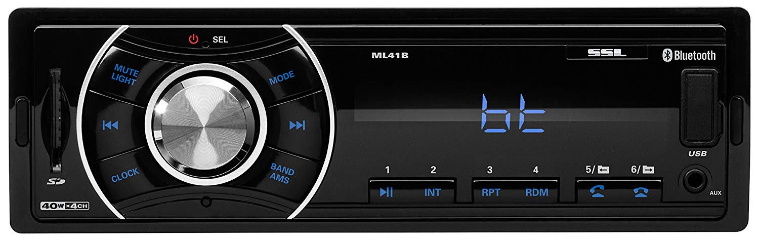 Sound Storm ML41B Single Din, Bluetooth, MP3/USB/SD FM Car Stereo, (No CD/DVD), Wireless Remote Control