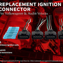 Ignition Coil, Coil Pack Replacement Connector - Harness - Set of 4 - Fits VW, Volkswagen and Audi 1.8T, 2.0T, 2.5L, 3.2L, 4.2L Vehicles