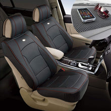 TLH Ultra Comfort Leatherette Seat Cushions Front, Beige Tan Color w/Non Slip Dash Mat