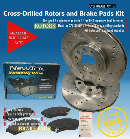 DK1604-6D Rear Drilled Rotors and Semi-Metallic Brake Pads