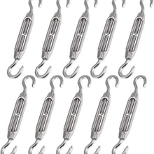 X AUTOHAUX 10pcs Car 304 Stainless Steel Hook and Hook Turnbuckle Wire Rope Tension Replacement Silver Tone