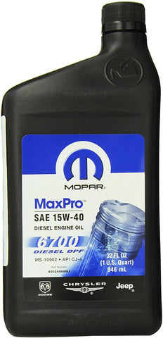 Genuine Mopar Fluid 68024966MA SAE 15W-40 Mopar Engine Oil - 1 Quart Bottle