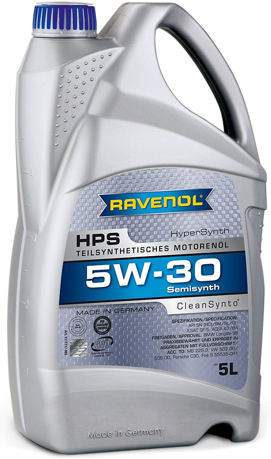 RAVENOL J1A1516 HPS 5W-30 Hypersynth Semi-Synthetic Motor Oil - Longlife-98 Approved (5 Liter)