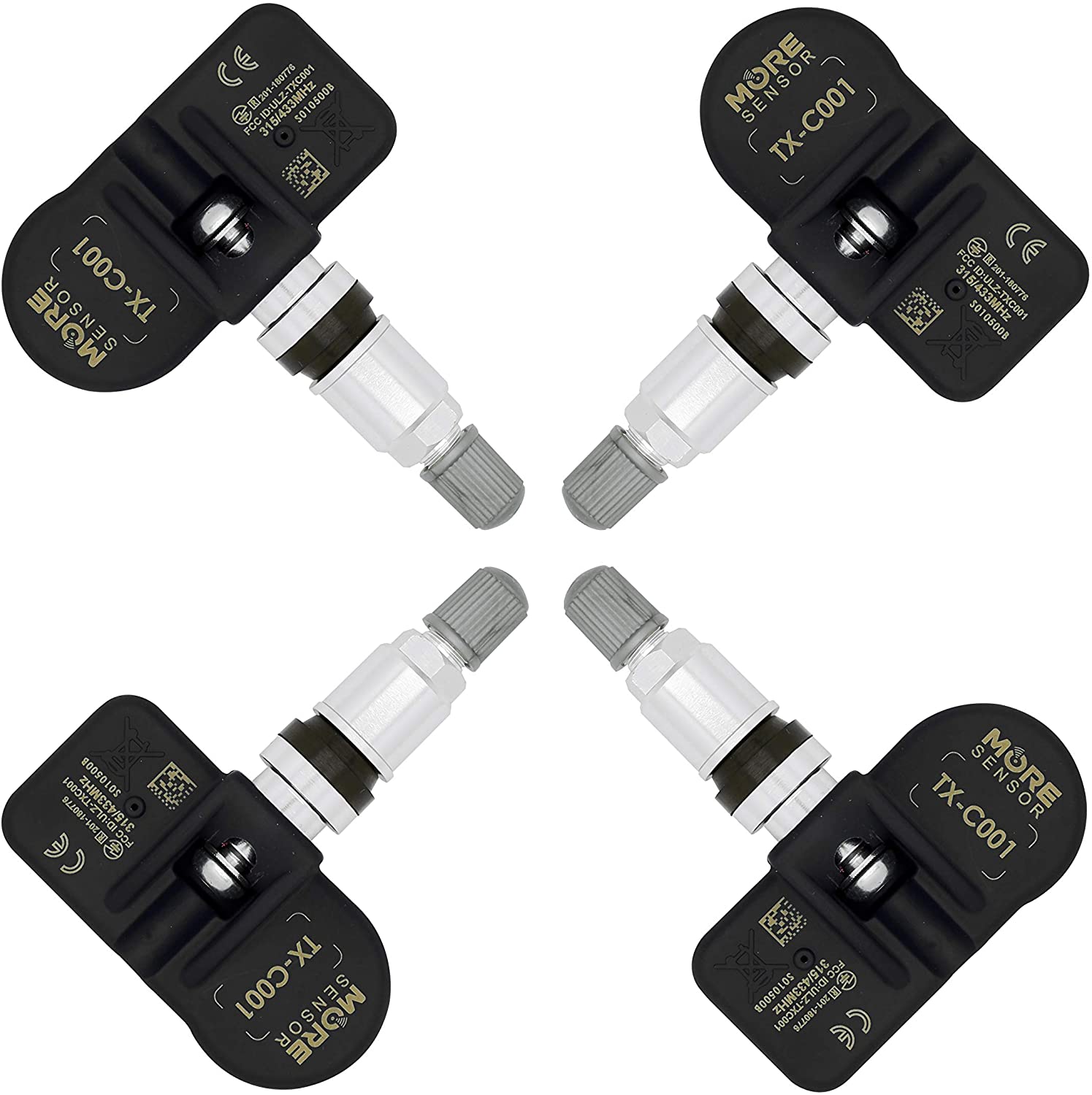 MOBILETRON MoreSensor | 4-Pack 433 MHz Clamp-in Direct-Fit TPMS Tire Pressure Sensor for Nissan Altima &Rogue Sport | CX-S104-4