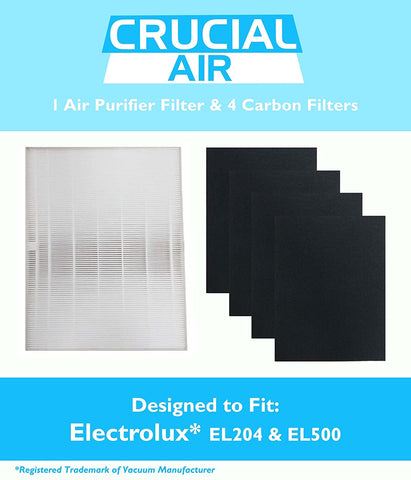 Think Crucial Replacement Air Filter Compatible with Electrolux EL017 HEPA Style Filter & 4 Carbon Filters, Fits Electrolux EL024, EL500 Models - Bulk (5 Pack)