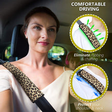 YR 2 Packs Soft Comfort Car Seat Belt Pads Cover, Universal Car Seat Belt Shoulder Pads Strap Covers for Adults, Car Seat Belt Cushions, Leopard