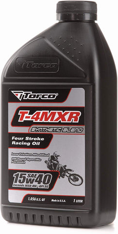 Torco T671544C T-4MXR 15w40 Four Stroke Racing Oil Bottle - 1 Liter Bottle, (Case of 12)